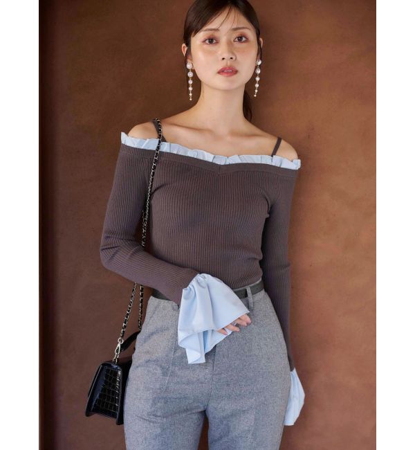 MERCURYDUO「ウールライクセンタープレスワイドパンツ」|その他|