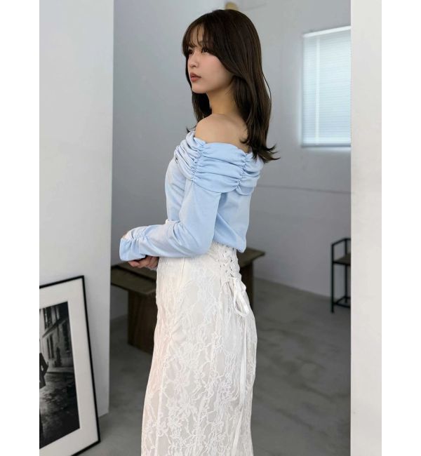 MERCURYDUO「【FILA別注】裏毛オフショルトップス」|Tシャツ・カットソー|