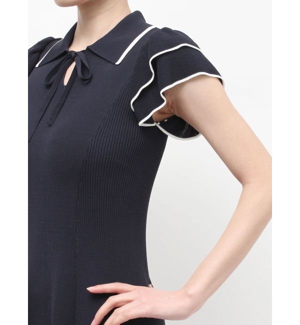 MERCURYDUO「ポロ衿ラッフルニットワンピース」|ワンピース|