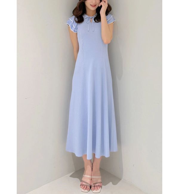 MERCURYDUO「ポロ衿ラッフルニットワンピース」|ワンピース|