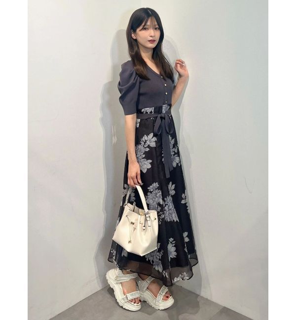 MERCURYDUO「花柄パワショルニットドッキングワンピース」|ワンピース|