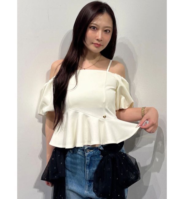 MERCURYDUO「ポンチペプラムバルーンスリーブトップス」|Tシャツ・カットソー|
