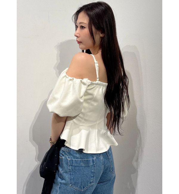 MERCURYDUO「ポンチペプラムバルーンスリーブトップス」|Tシャツ・カットソー|