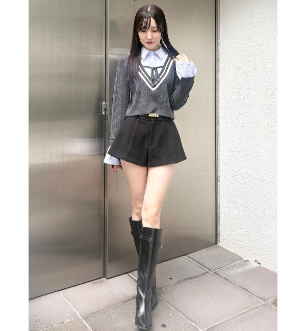 MERCURYDUO「シャツドッキングチルデンニット」|ニット・セーター|
