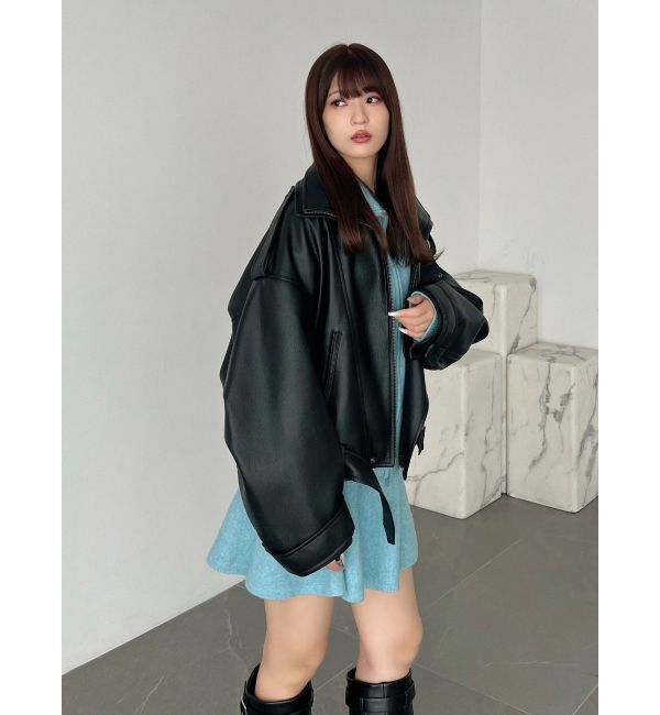 MERCURYDUO「ビッグシルエットフェイクレザーブルゾン」|ブルゾン・スタジャン|