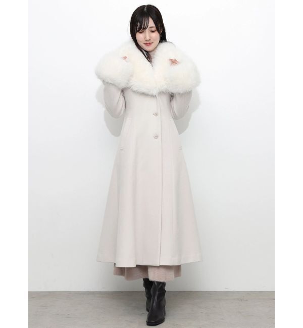 MERCURYDUO「ファー付きフィットアンドフレアコート」|その他|