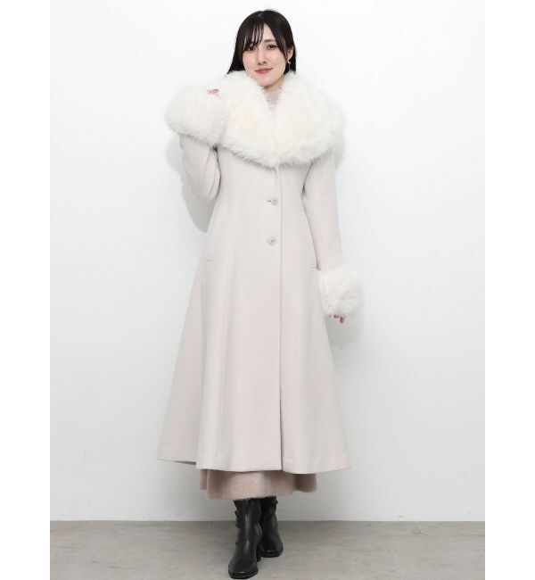 MERCURYDUO「ファー付きフィットアンドフレアコート」|その他|