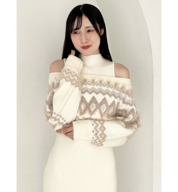 MERCURYDUO「2wayノルディック柄ニットワンピース」|ワンピース|