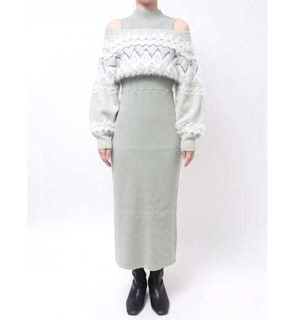 MERCURYDUO「2wayノルディック柄ニットワンピース」|ワンピース|