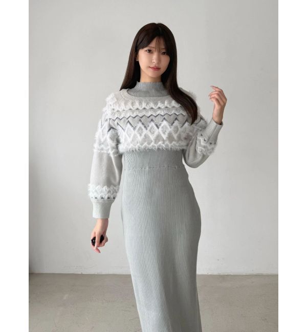 MERCURYDUO「2wayノルディック柄ニットワンピース」|ワンピース|