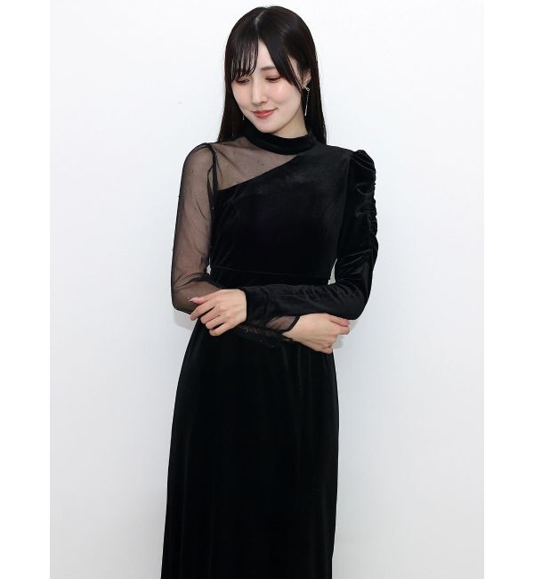 MERCURYDUO「ベロアカットアウトワンピース」|ワンピース|