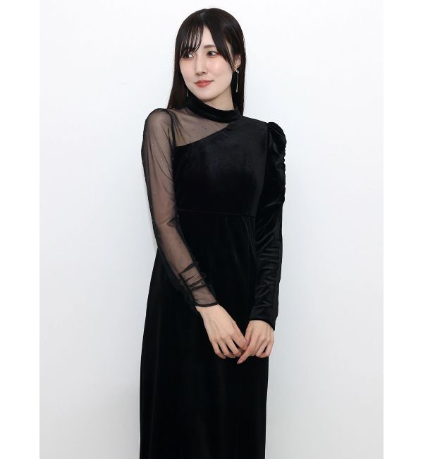 MERCURYDUO「ベロアカットアウトワンピース」|ワンピース|