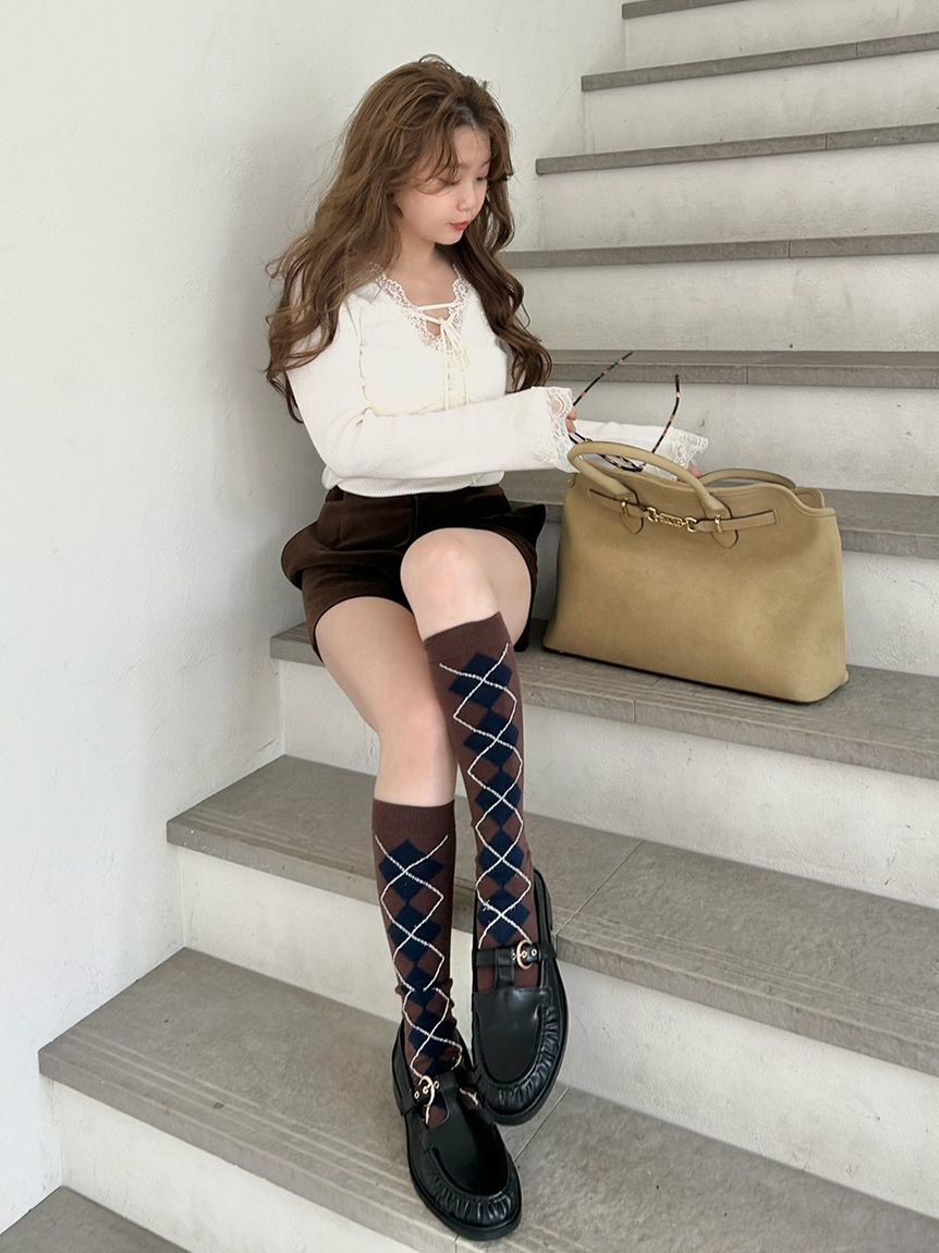LILY BROWN「ラメ入りアーガイルハイソックス」|ソックス|