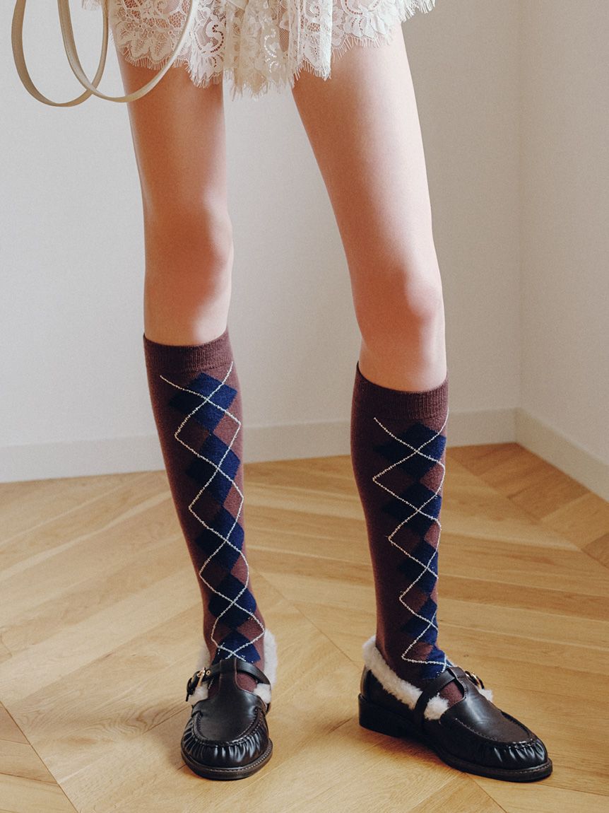 LILY BROWN「ラメ入りアーガイルハイソックス」|ソックス|BRW