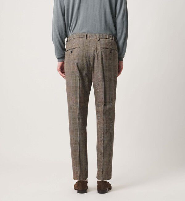 UNITED ARROWS「＜SOVEREIGN＞ ブラウン グレンチェック ハーフギャザー イージースラックス」|チノ|