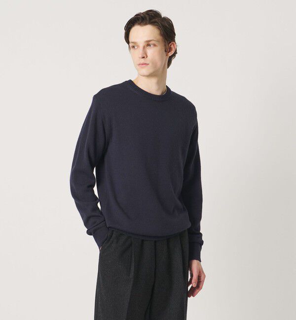 UNITED ARROWS「YAMAGATA ミドルゲージ クルーネック ニット」|ニット・セーター|NAVY