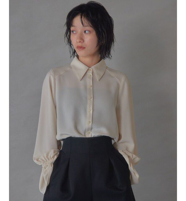 EMMEL REFINES「＜EMMEL REFINES＞EM ソデフリル トロミ シャツ」|シャツ・ブラウス|NATURAL