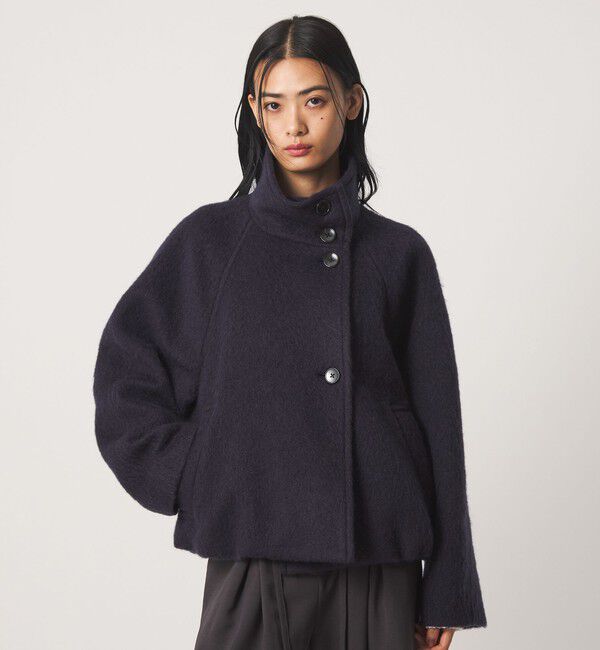 EMMEL REFINES「＜EMMEL REFINES＞EM スタンドシャギー コクーン コート」|その他|NAVY