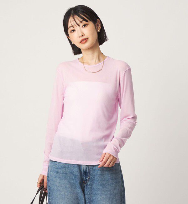 UNITED ARROWS green label relaxing「チュール シアー クルーネック プルオーバー カットソー」|Tシャツ・カットソー|LT.PINK