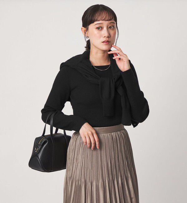 UNITED ARROWS green label relaxing「ウール リブ ボートネック ニット プルオーバー ウォッシャブル」|ニット・セーター|BLACK