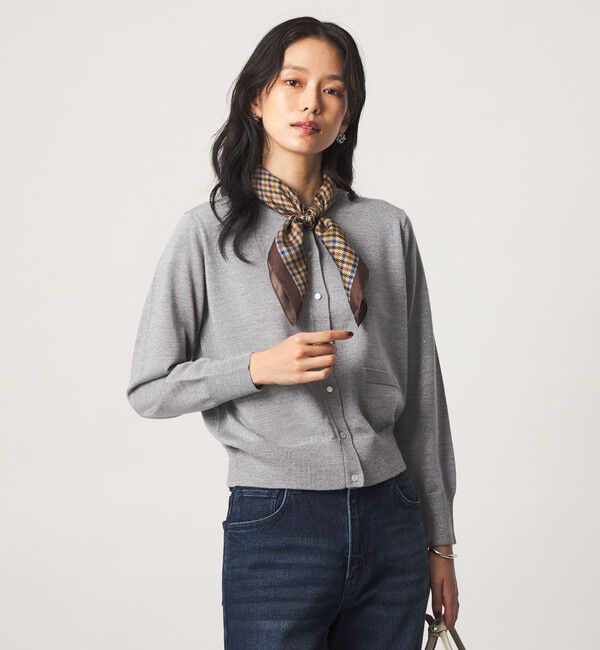 UNITED ARROWS green label relaxing「クルーネック ラメ カーディガン ウォッシャブル」|カーディガン|MD.GRAY