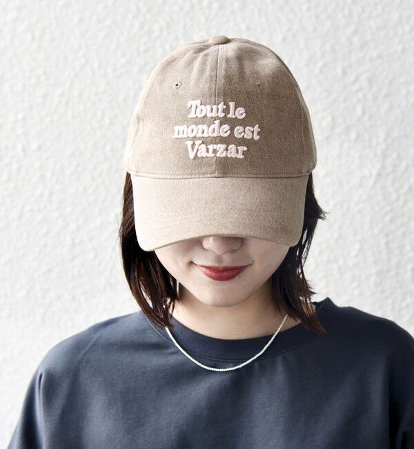 SHIPS any「VARZAR: レタリング 刺繍 ボール キャップ」|キャップ・キャスケット|キャメル
