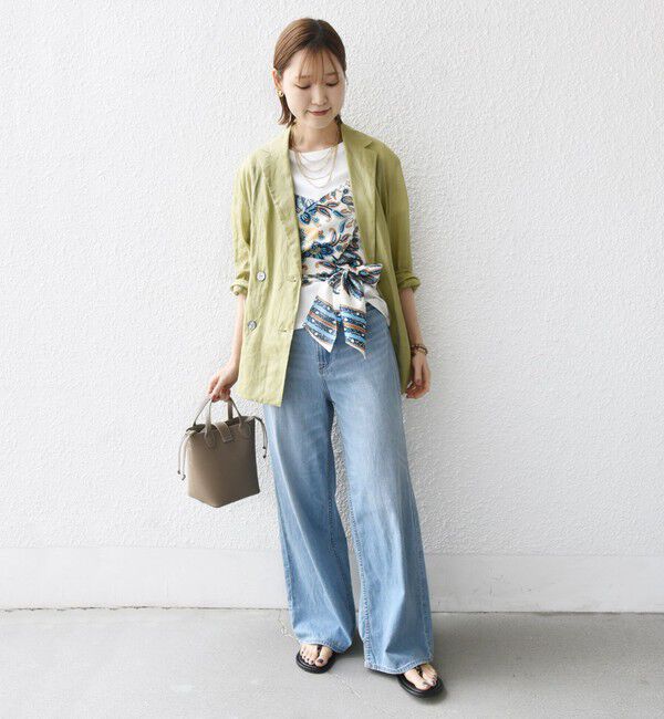 SHIPS for women「【WEB限定】〈手洗い可能〉スカーフ コンビ TEE」|Tシャツ・カットソー|