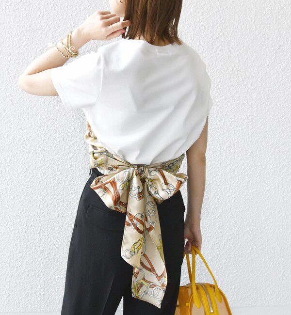 SHIPS for women「【WEB限定】〈手洗い可能〉スカーフ コンビ TEE」|Tシャツ・カットソー|