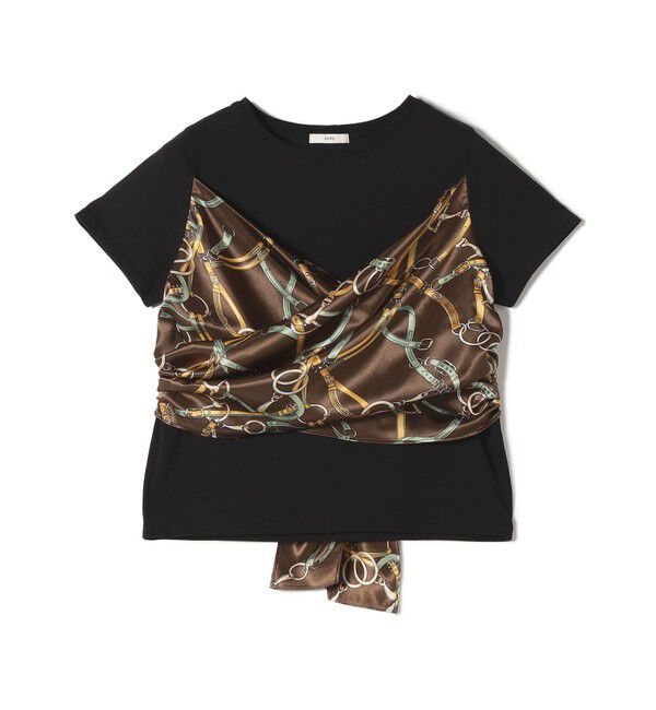 SHIPS for women「【WEB限定】〈手洗い可能〉スカーフ コンビ TEE」|Tシャツ・カットソー|