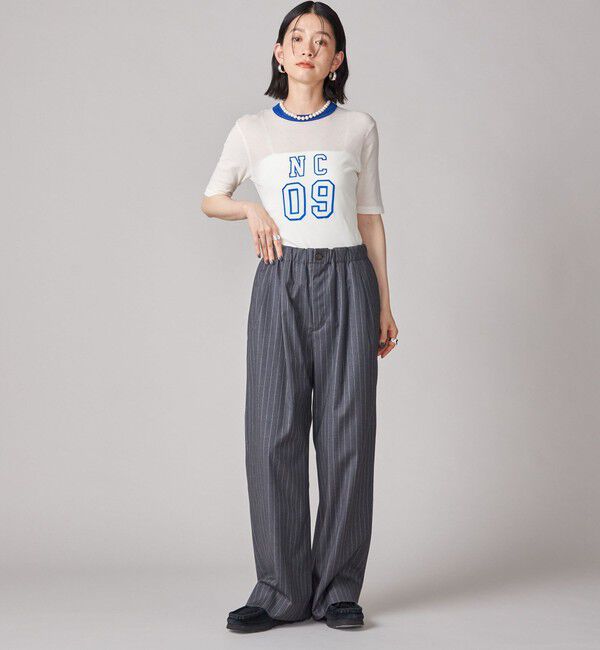 SHIPS for women「SHIPS NINE CASE:シアー ロゴ リンガー TEE」|Tシャツ・カットソー|