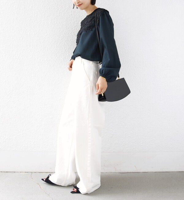 SHIPS for women「【WEB限定】〈手洗い可能〉フラワー ヨーク レース ロング スリーブ ブラウス」|シャツ・ブラウス|