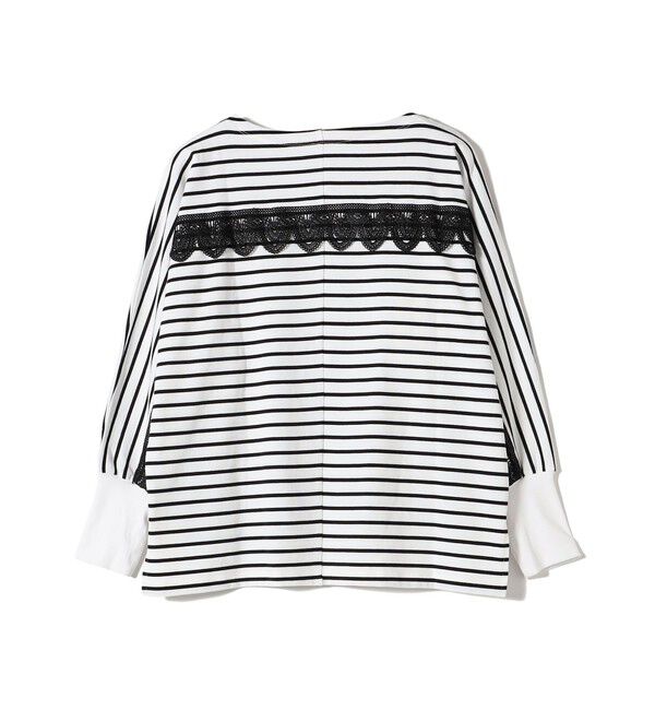 SHIPS for women「【WEB限定】〈手洗い可能〉バック レース 袖 ロング リブ ドルマン プルオーバー」|Tシャツ・カットソー|