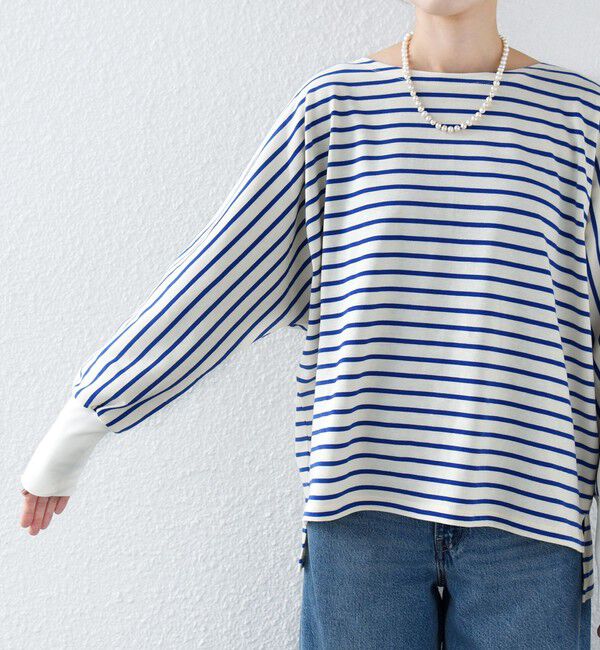 SHIPS for women「【WEB限定】〈手洗い可能〉バック レース 袖 ロング リブ ドルマン プルオーバー」|Tシャツ・カットソー|