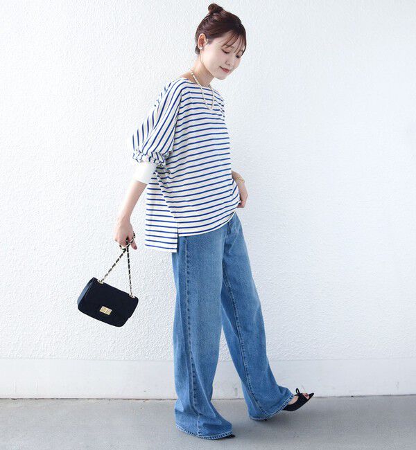 SHIPS for women「【WEB限定】〈手洗い可能〉バック レース 袖 ロング リブ ドルマン プルオーバー」|Tシャツ・カットソー|