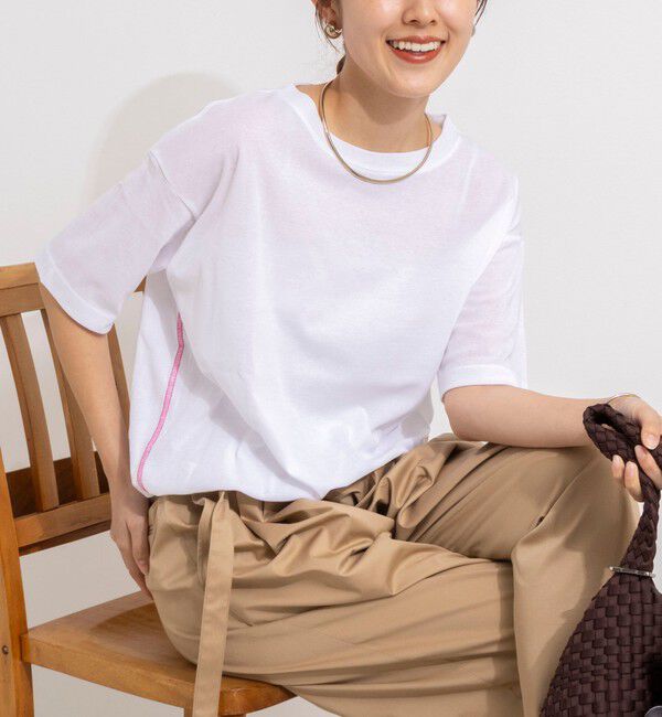 Rie Miller「ウォッシャブルドローストTシャツ」|Tシャツ・カットソー|ホワイト