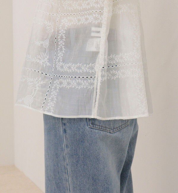 fredy emue「刺しゅうレースフレンチスリーブブラウス」|シャツ・ブラウス|