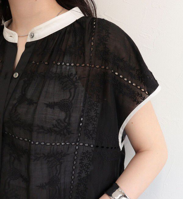 fredy emue「刺しゅうレースフレンチスリーブブラウス」|シャツ・ブラウス|