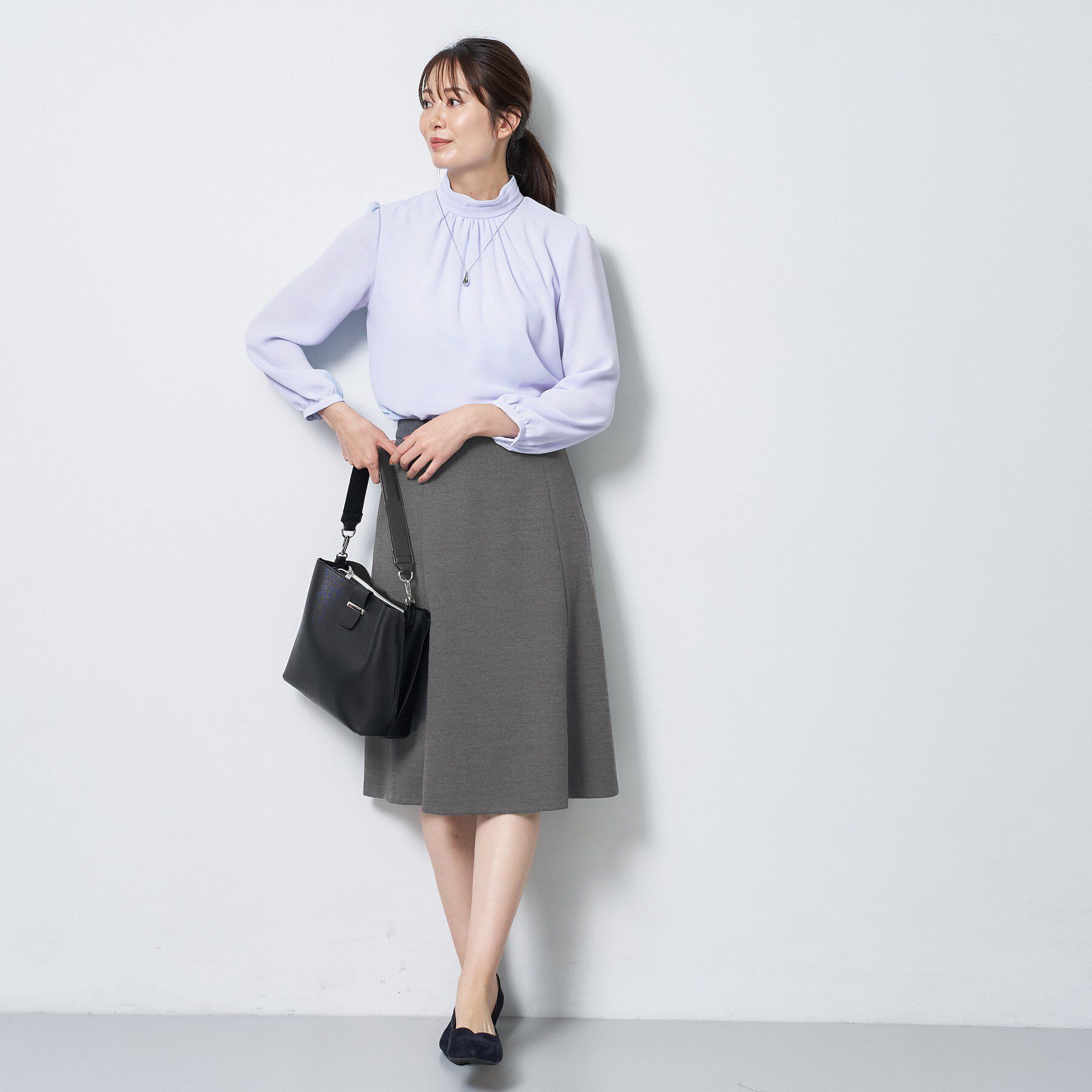 Reflect「【SS-4Lサイズ／通勤／セレモニー】プチハイネック シフォンブラウス」|シャツ・ブラウス|