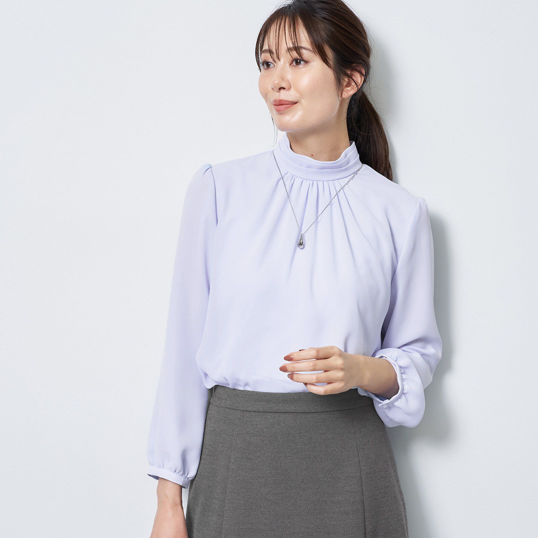 Reflect「【SS-4Lサイズ／通勤／セレモニー】プチハイネック シフォンブラウス」|シャツ・ブラウス|