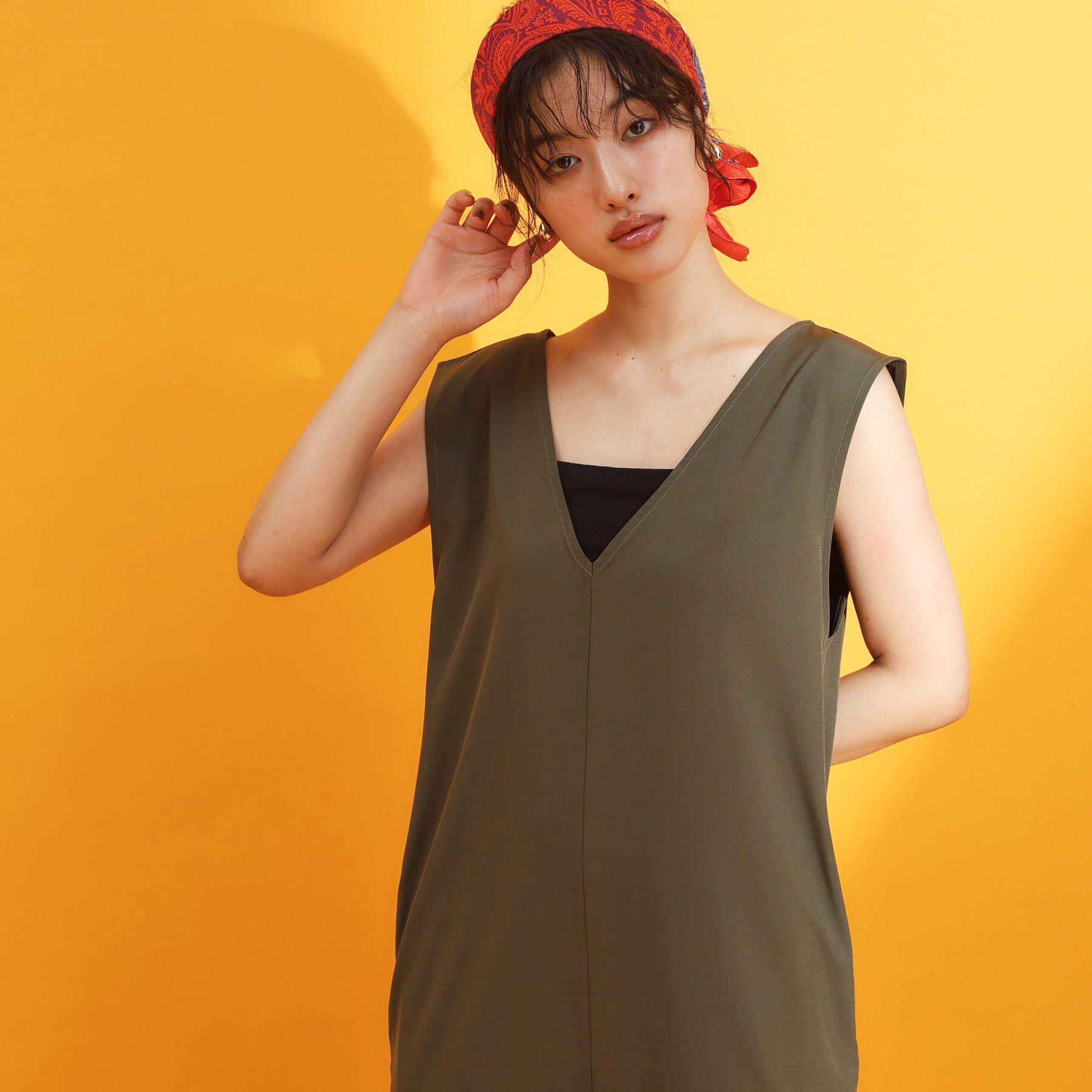 THE SHOP TK「【mizugiwa/ラッシュガード】Vネックジャンスカ/セットアップ可/接触冷感/UVケア/洗濯機O」|ワンピース|