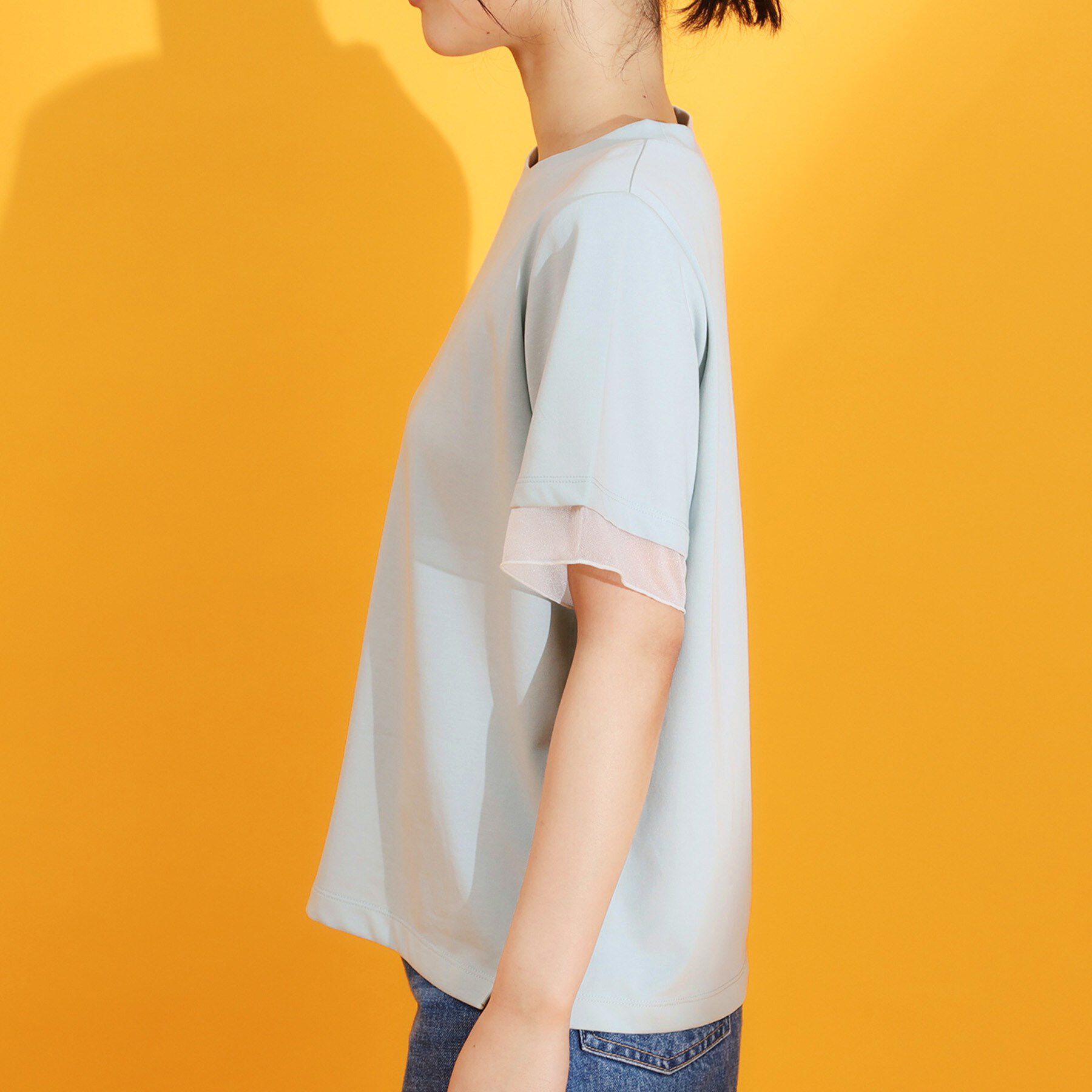 THE SHOP TK「【ひんやり/UV/洗濯機OK】袖シアーTシャツ」|Tシャツ・カットソー|