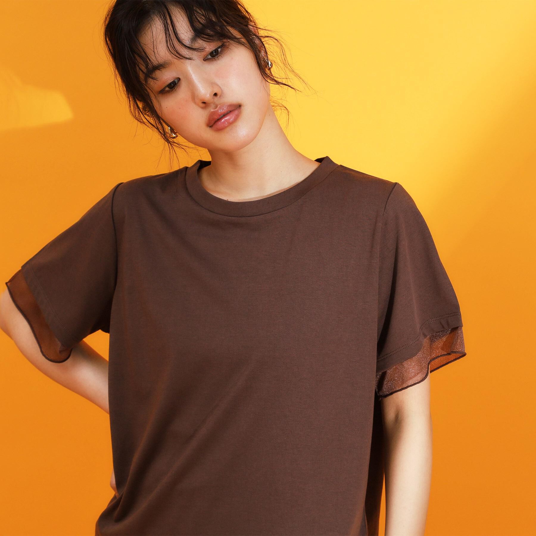 THE SHOP TK「【ひんやり/UV/洗濯機OK】袖シアーTシャツ」|Tシャツ・カットソー|