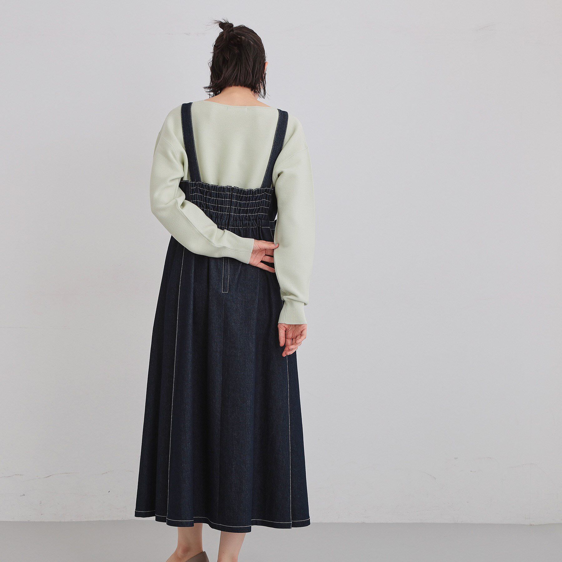 THE SHOP TK「シーズンレスで着られる デニムステッチジャンスカ」|ワンピース|