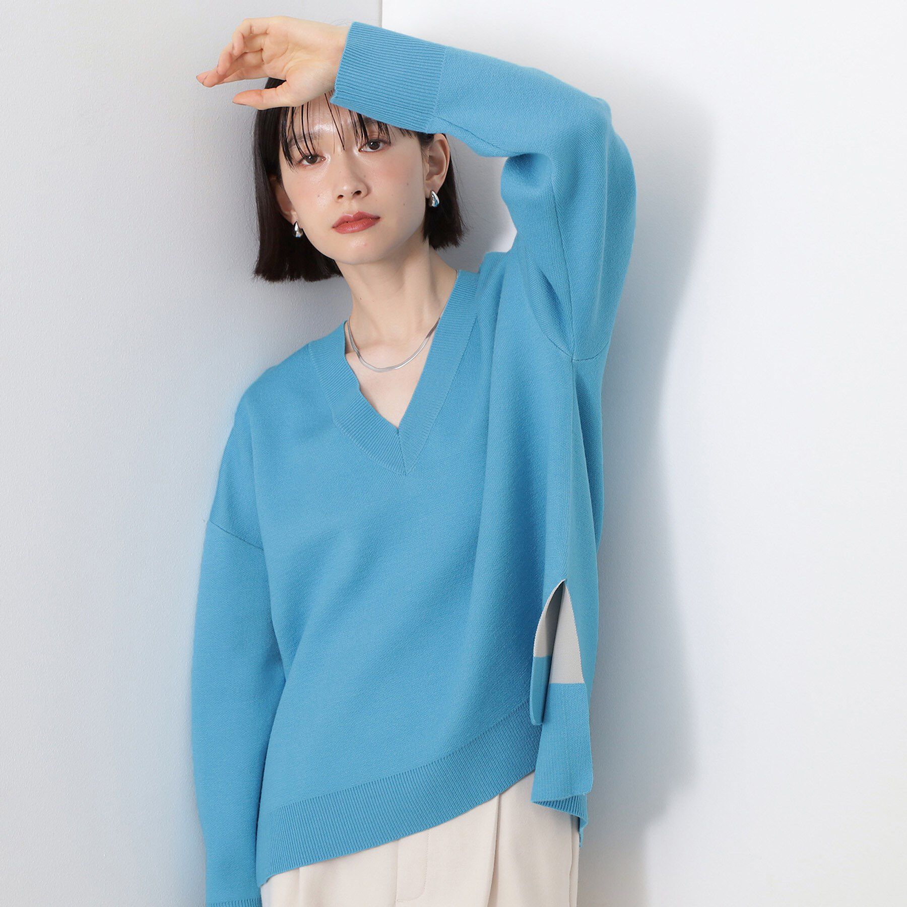 THE SHOP TK「【体型カバー】ゆったり サイドスリットニット」|ニット・セーター|