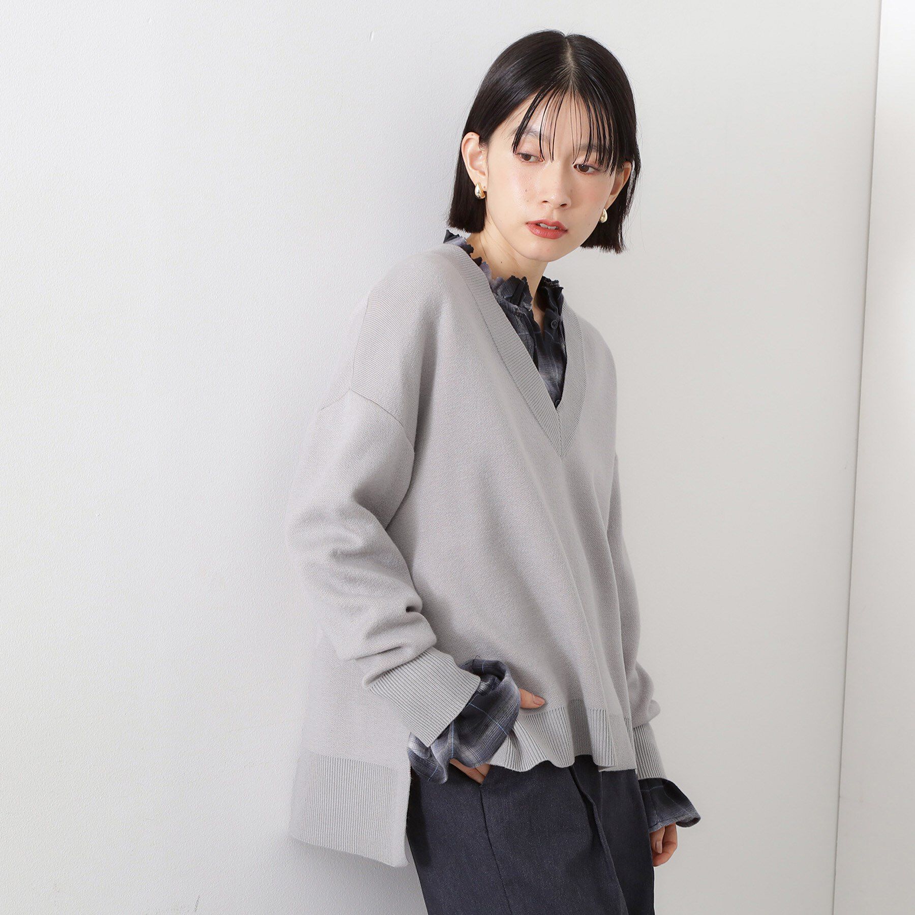 THE SHOP TK「【体型カバー】ゆったり サイドスリットニット」|ニット・セーター|
