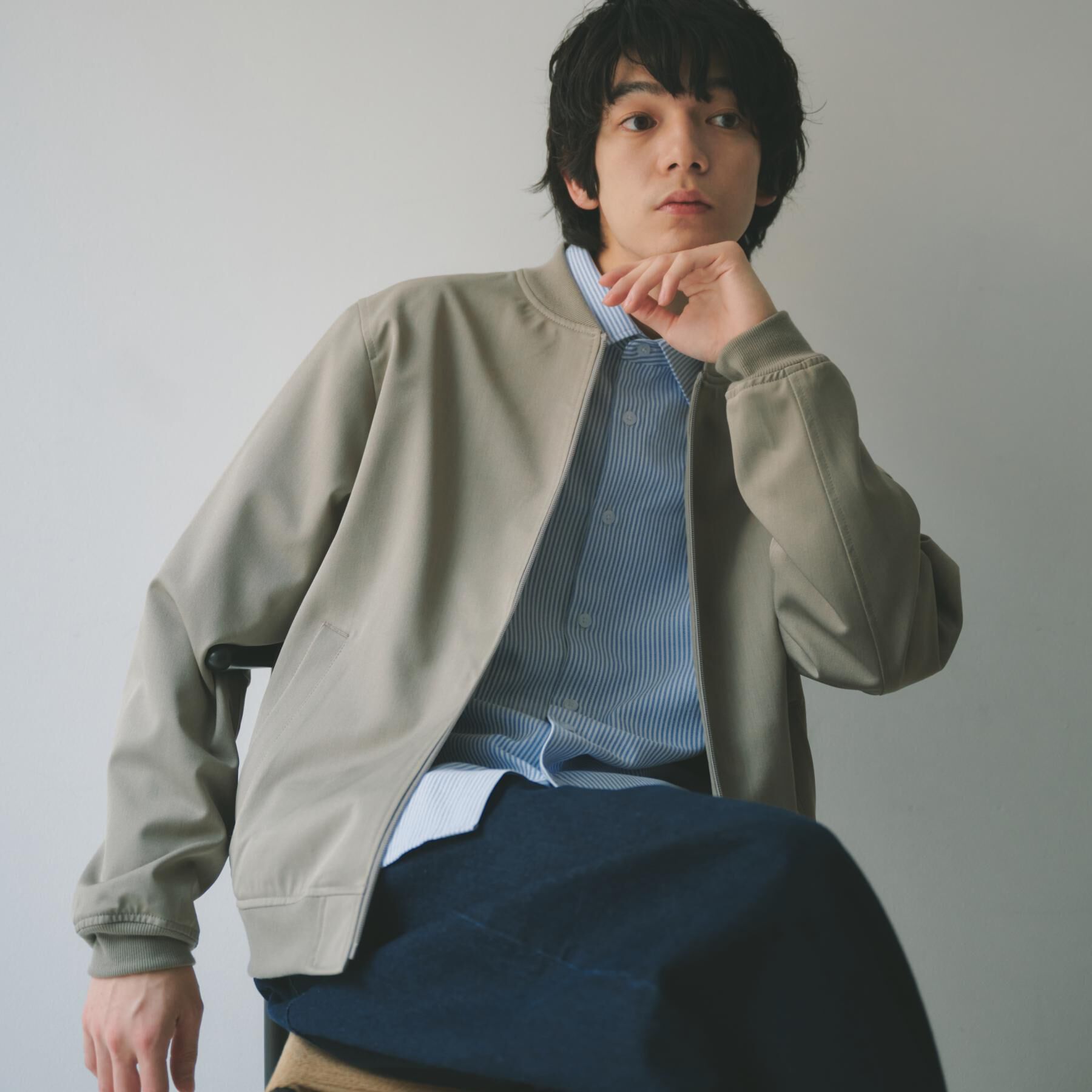 THE SHOP TK「FLEX LINE ストレッチリブブルゾン　ストレッチ/防シワ/マシンウォッシャブル/セットアップ可」|ブルゾン・スタジャン|