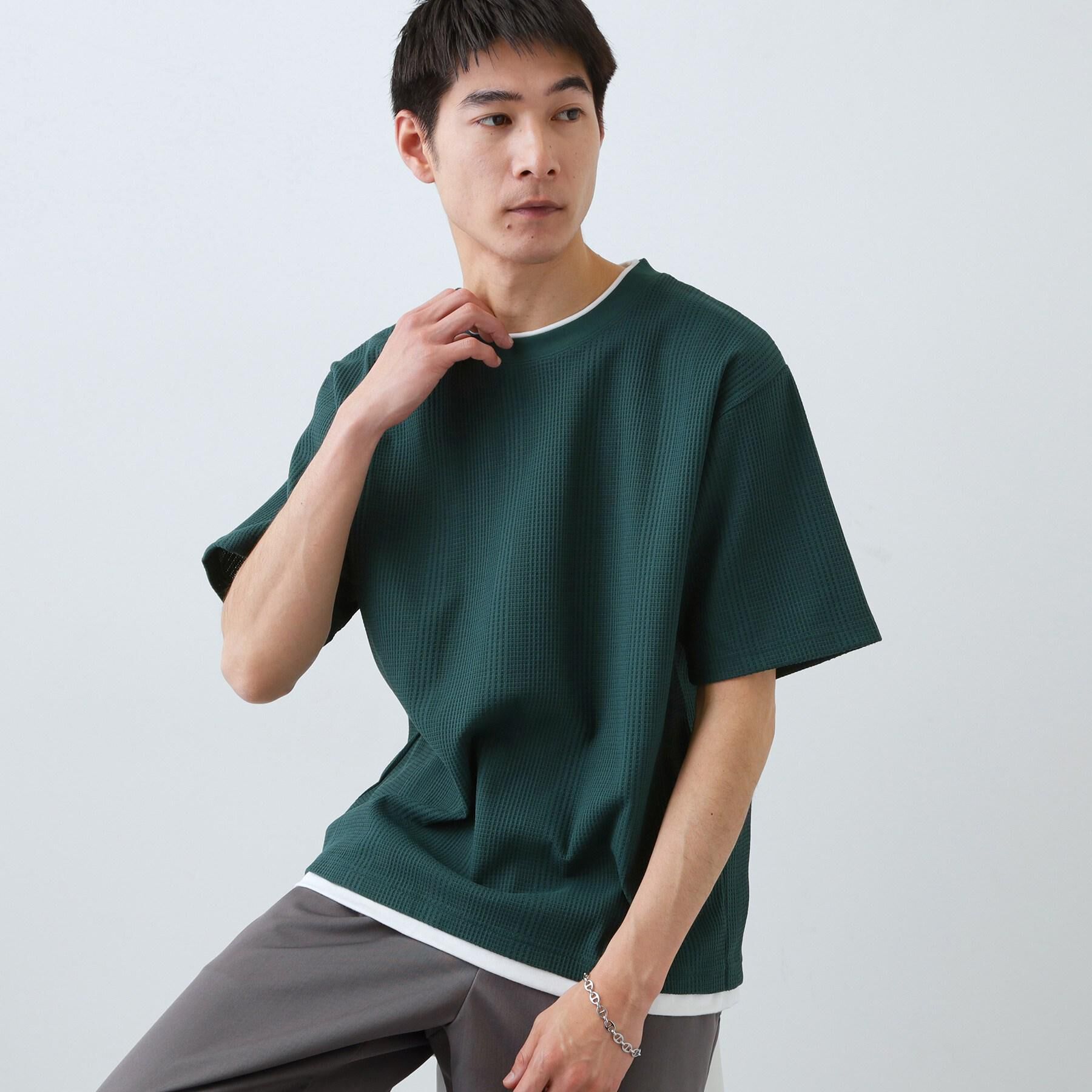 THE SHOP TK「【ラクして決まる！】レイヤード風半袖Tシャツ　洗濯機OK」|Tシャツ・カットソー|