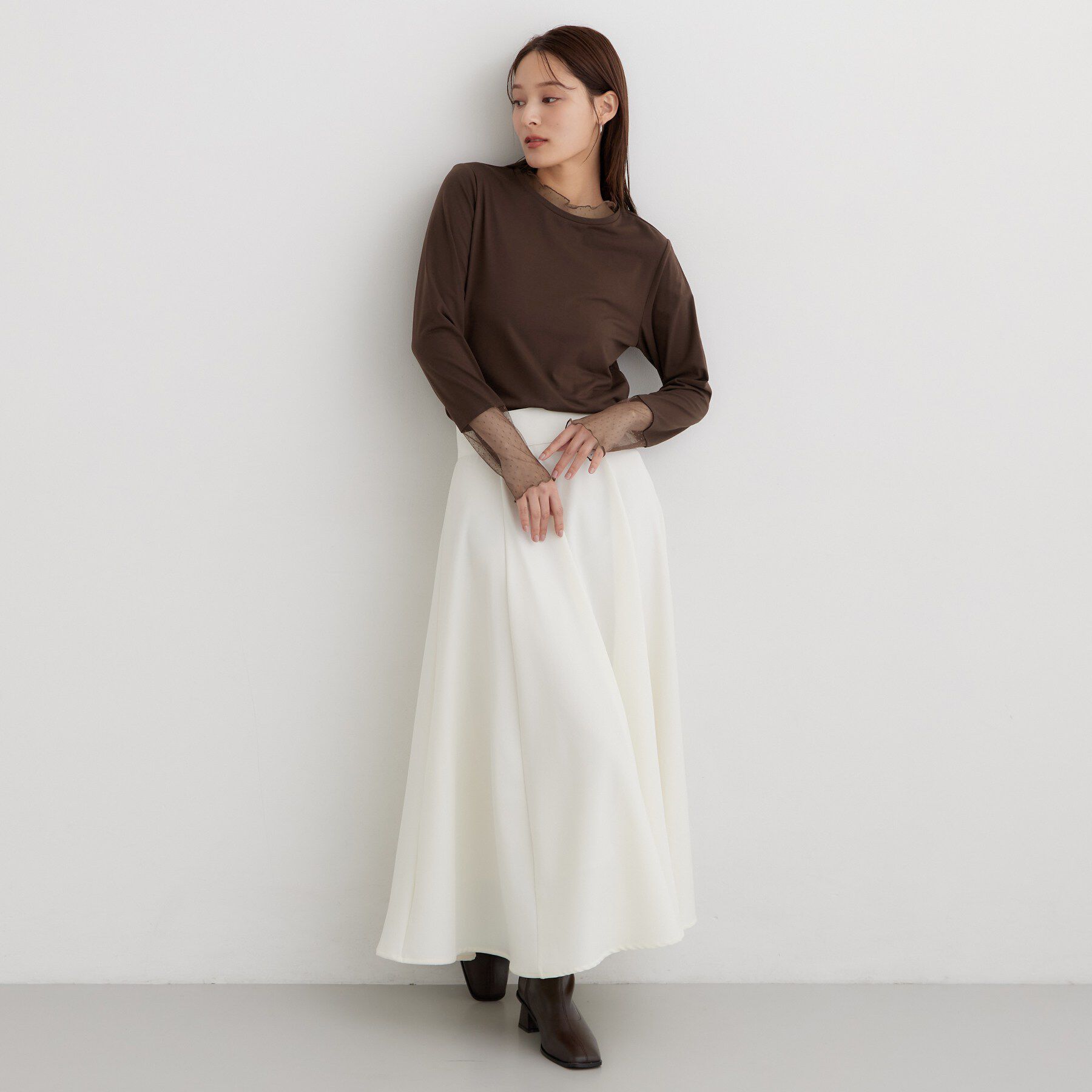 THE SHOP TK「重ね着もおすすめ！チュール切替カットソー」|Tシャツ・カットソー|