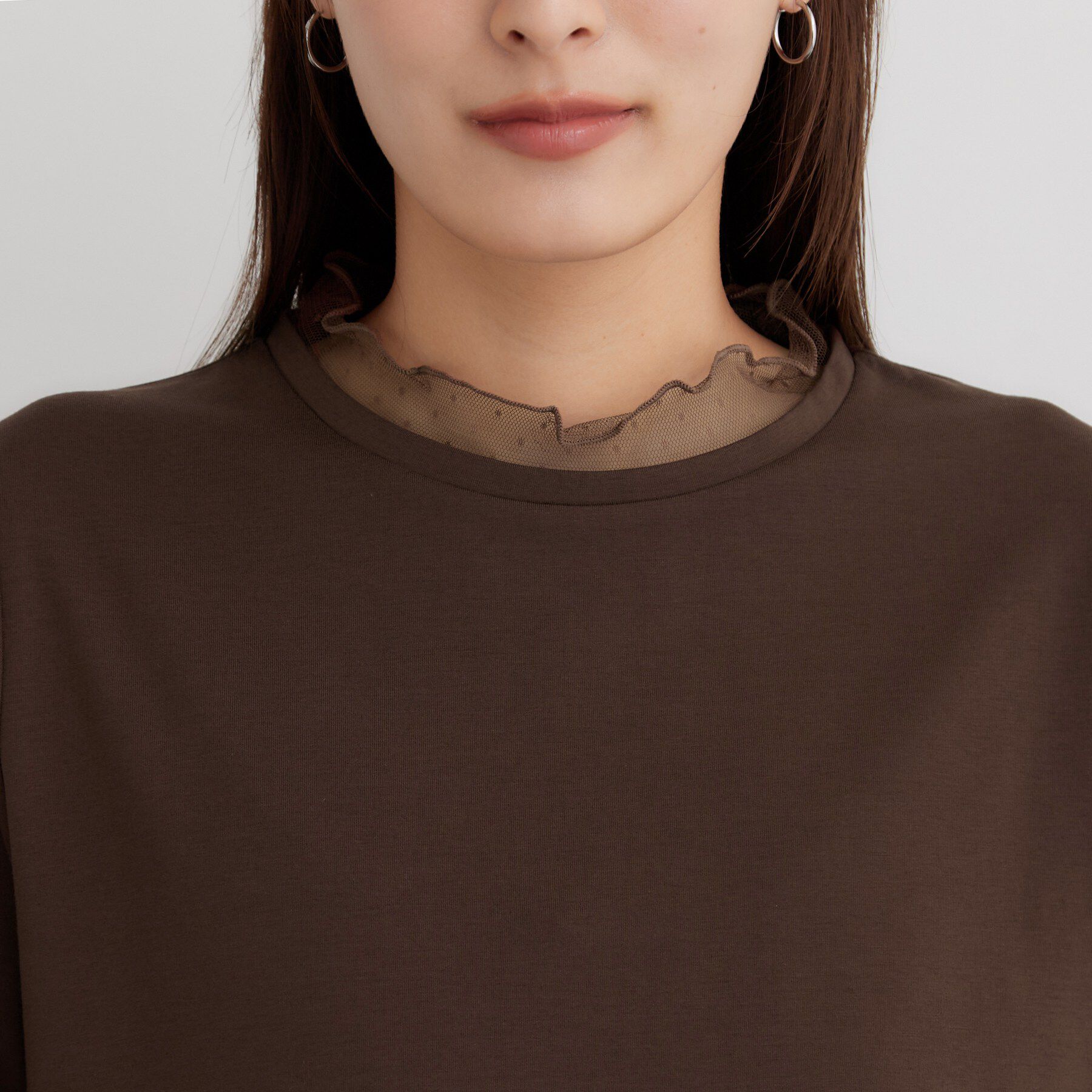 THE SHOP TK「重ね着もおすすめ！チュール切替カットソー」|Tシャツ・カットソー|