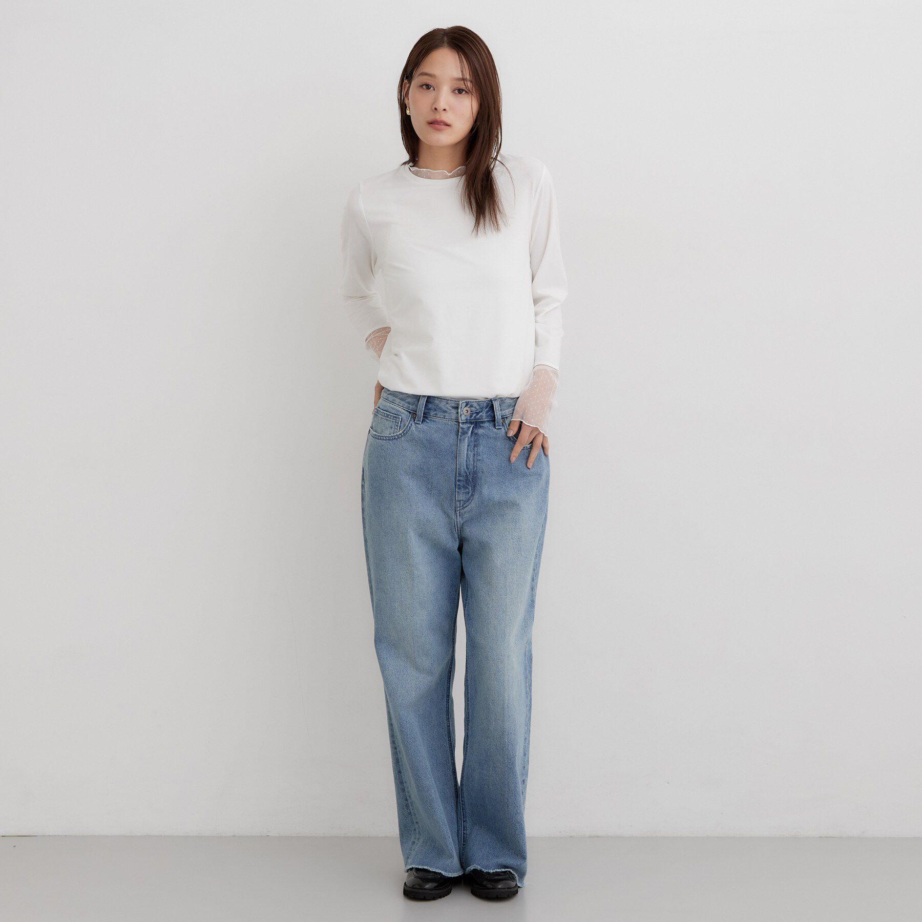 THE SHOP TK「重ね着もおすすめ！チュール切替カットソー」|Tシャツ・カットソー|